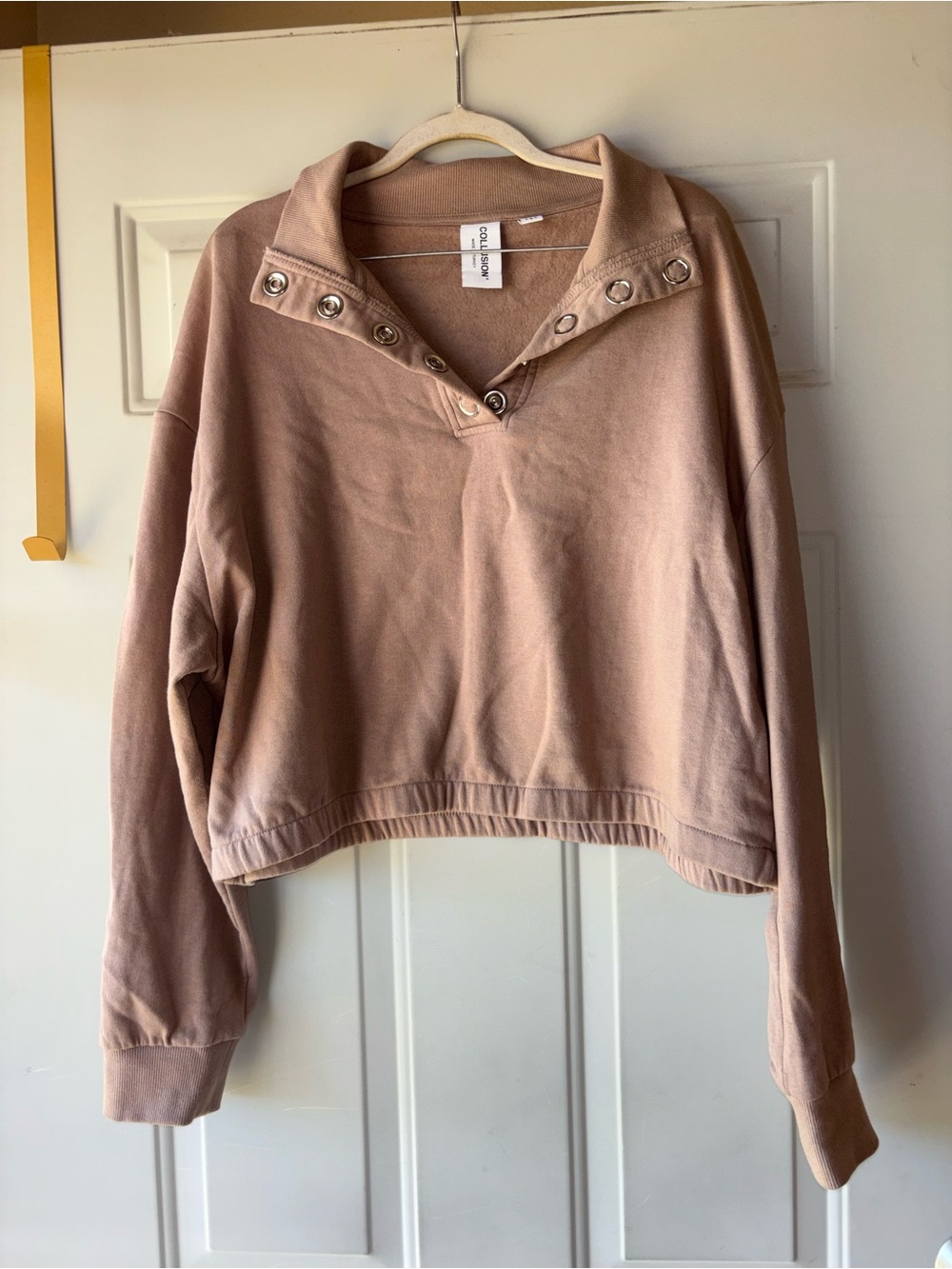 Collusion tan long sleeve crop top size 14